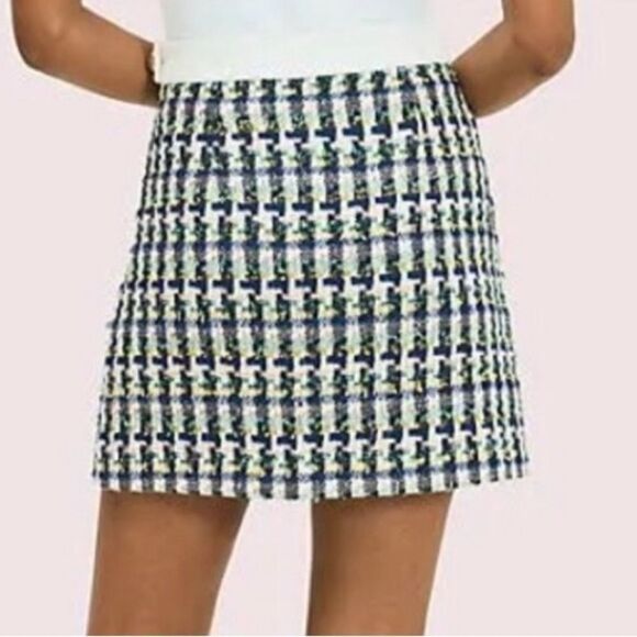 KATE SPADE | NEW Pop Tweed Multicolor Mini Skirt Clover Button Women’s Size 4 - Picture 2 of 15